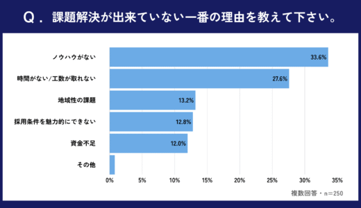 「ノウハウが不足している」との回答が33.6%、「時間の確保ができない」が27.6%